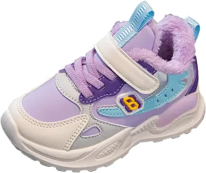 Kids Girls Warm Fr Sneakers Cozy Fleece Cotton Snow Shoes Toddler Non-Slip Outdoor Walking Water Proof Booties