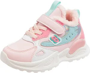 Kids Girls Warm Fr Sneakers Cozy Fleece Cotton Snow Shoes Toddler Non-Slip Outdoor Walking Water Proof Booties