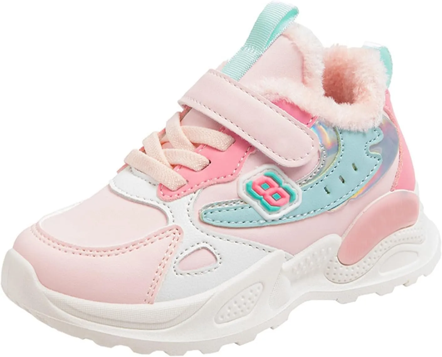 Kids Girls Warm Fr Sneakers Cozy Fleece Cotton Snow Shoes Toddler Non-Slip Outdoor Walking Water Proof Booties