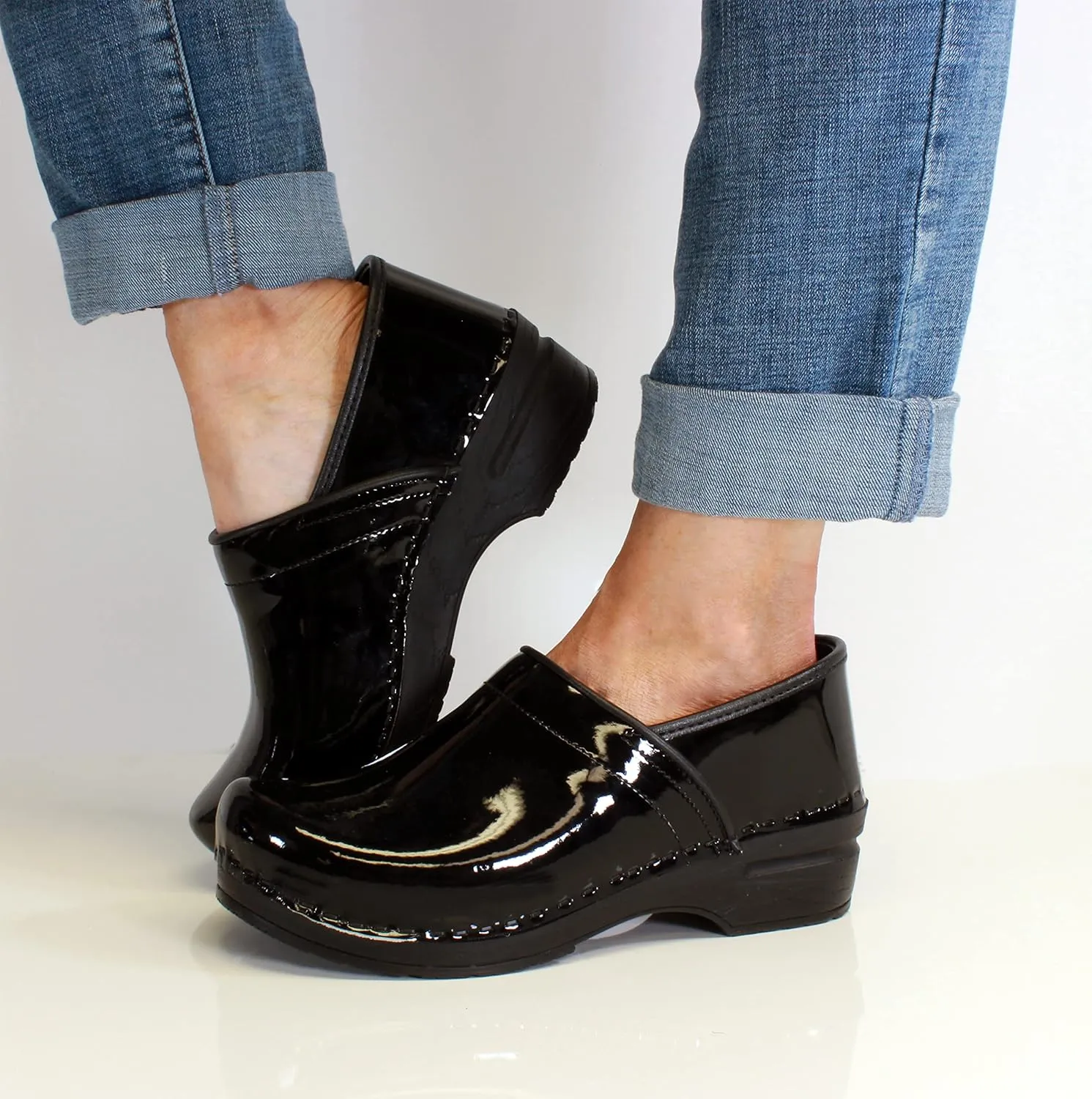 KLGN Women's Professional Plus Patent Leather Clogs