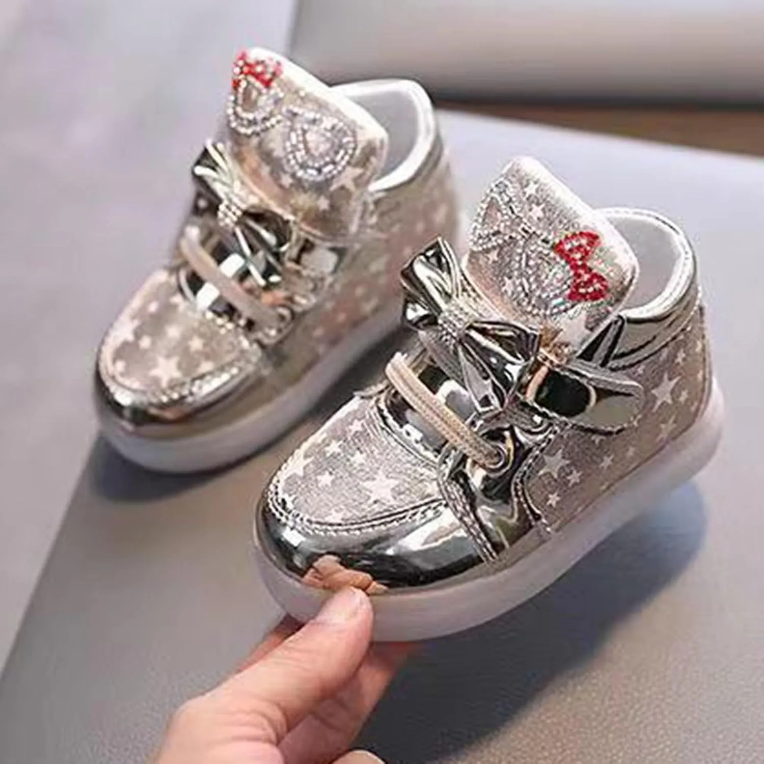 Lace-Up Lights Up Sneaker for Baby Infant Newborn Toddler Boys Girls First Walking Non Slip Cozy Flat Sport Shoes