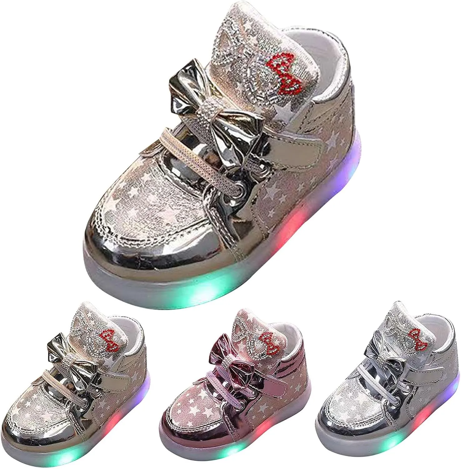 Lace-Up Lights Up Sneaker for Baby Infant Newborn Toddler Boys Girls First Walking Non Slip Cozy Flat Sport Shoes
