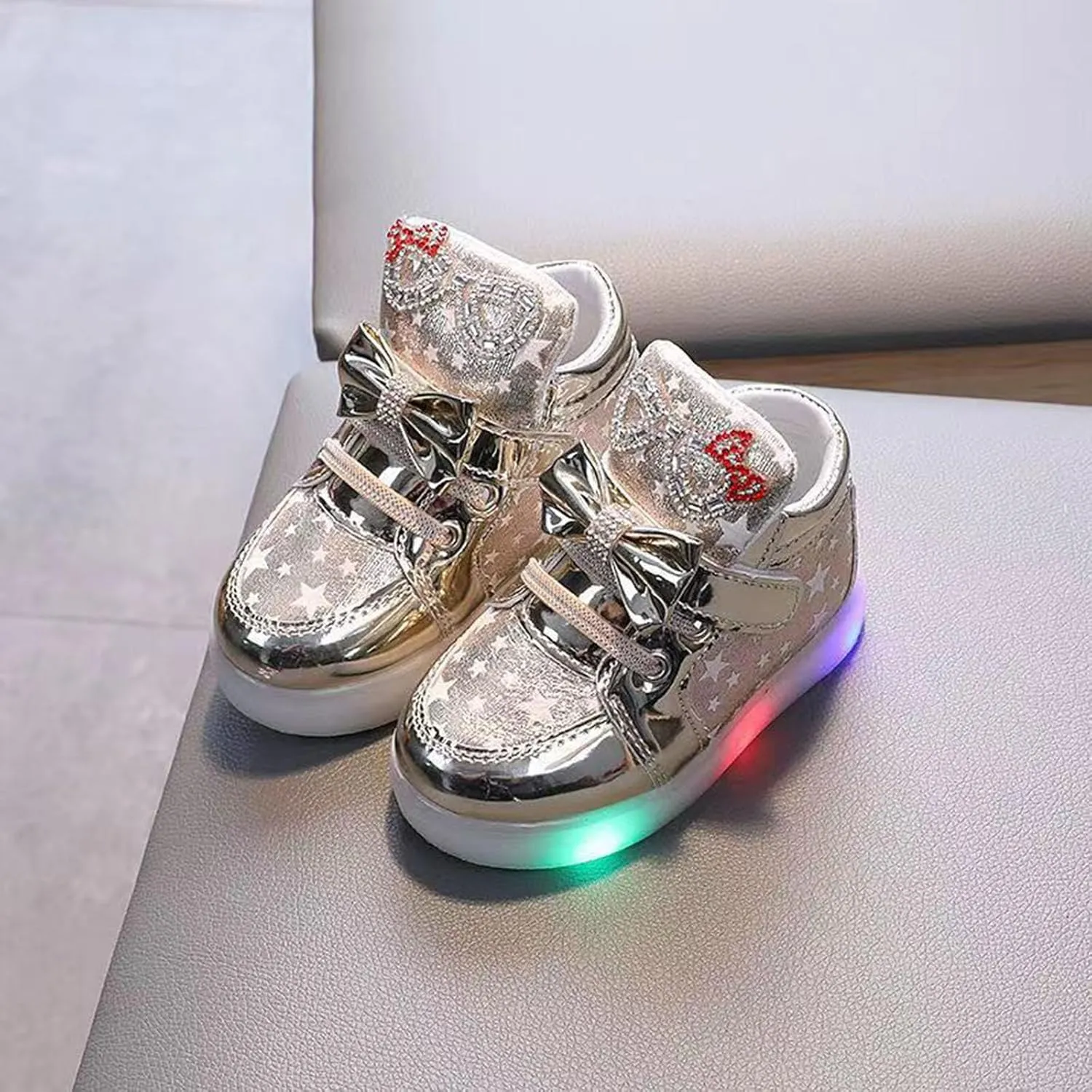 Lace-Up Lights Up Sneaker for Baby Infant Newborn Toddler Boys Girls First Walking Non Slip Cozy Flat Sport Shoes