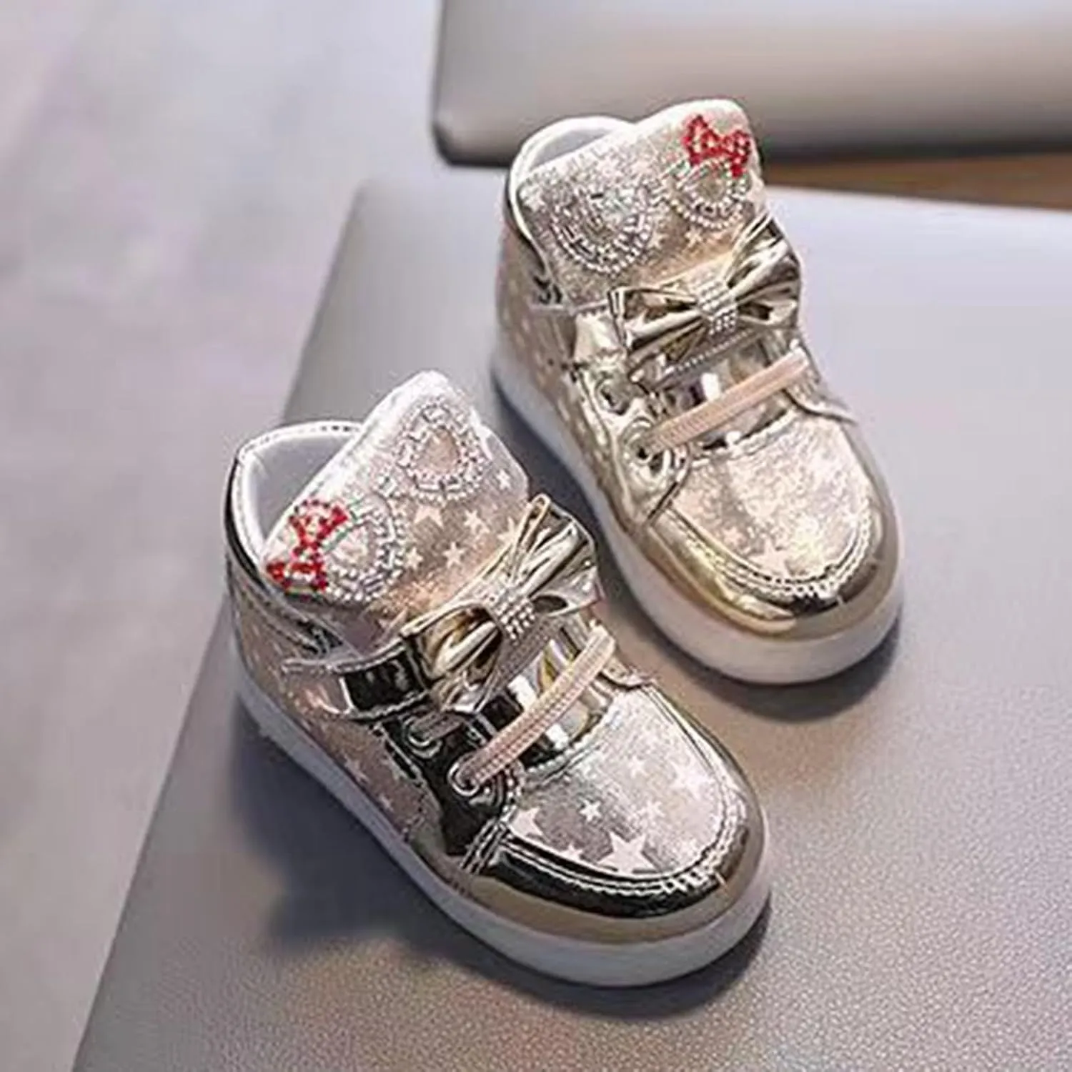 Lace-Up Lights Up Sneaker for Baby Infant Newborn Toddler Boys Girls First Walking Non Slip Cozy Flat Sport Shoes