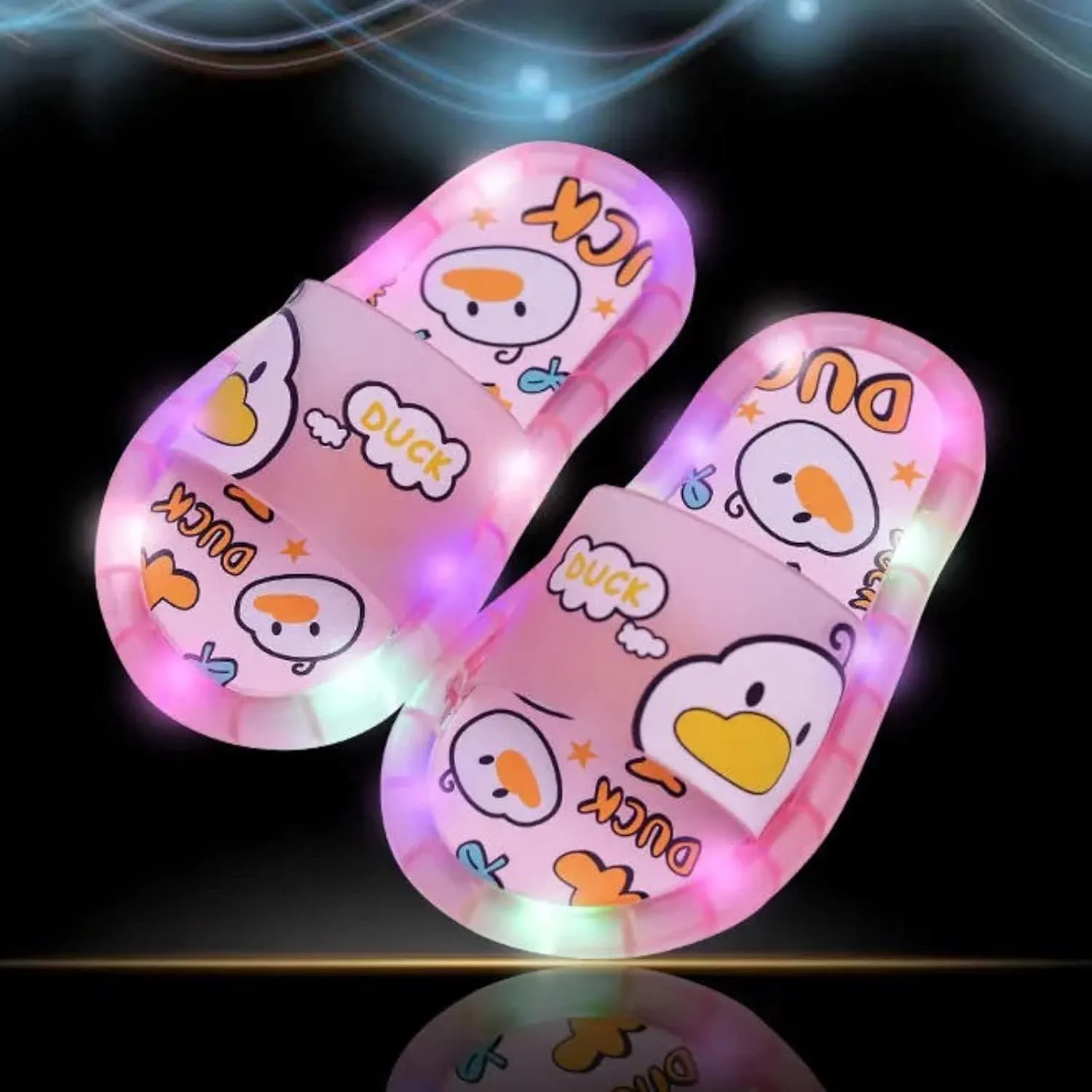 Little Child Flashing Lights Summer Slippers Cute Animal Cartoon Indoor Outdoor Home Sandals Kid Toddler Shoes