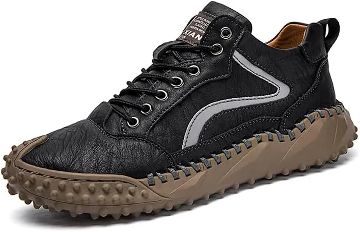 Mens Casual Shoes Comfortable Walking Hiking Shoes Leather Oxfords Fashion Sneakers Non-Slip Driving Shoes