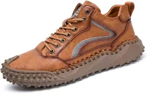 Mens Casual Shoes Comfortable Walking Hiking Shoes Leather Oxfords Fashion Sneakers Non-Slip Driving Shoes