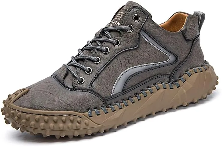 Mens Casual Shoes Comfortable Walking Hiking Shoes Leather Oxfords Fashion Sneakers Non-Slip Driving Shoes