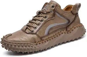 Mens Casual Shoes Comfortable Walking Hiking Shoes Leather Oxfords Fashion Sneakers Non-Slip Driving Shoes