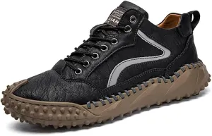 Mens Casual Shoes Comfortable Walking Hiking Shoes Leather Oxfords Fashion Sneakers Non-Slip Driving Shoes