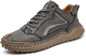 Mens Casual Shoes Comfortable Walking Hiking Shoes Leather Oxfords Fashion Sneakers Non-Slip Driving Shoes
