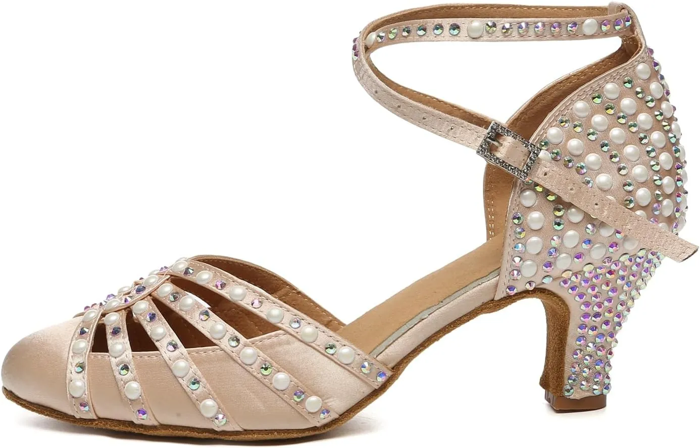 Minishion Women Rhinestone Dancing Shoes Closed T oe Formal Wedding Pumps