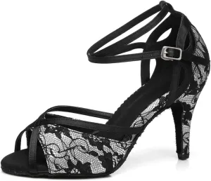 Minishion Women's Ankle Strap Peep Toe Latin Dancing Shoes Wedding Formal Dress Sandals