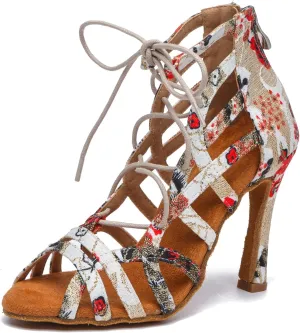 Minishion Women's Ballroom Dancing Boots Lace-up Latin Shoes Formal Party Sandals