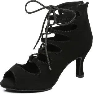 Minishion Women's Ballroom Dancing Boots Lace-up Latin Shoes Formal Party Sandals