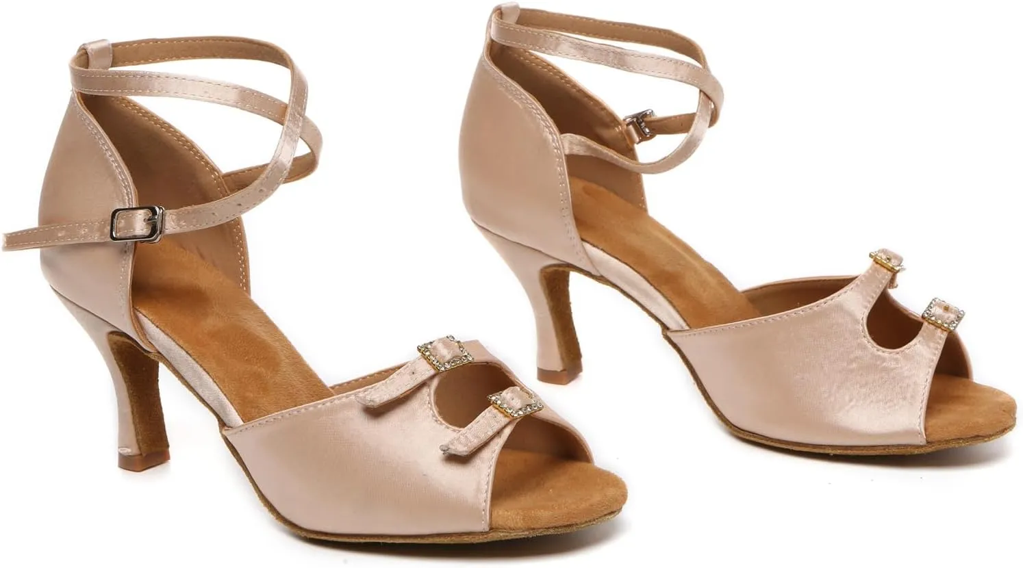 Minishion Womens Heeled Latin Dancing Shoes Buckle Formal Party Sandals
