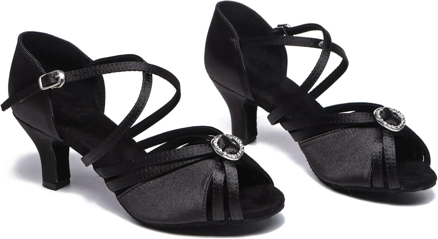 Minishion Womens Heeled Latin Dancing Shoes Buckle Formal Party Sandals