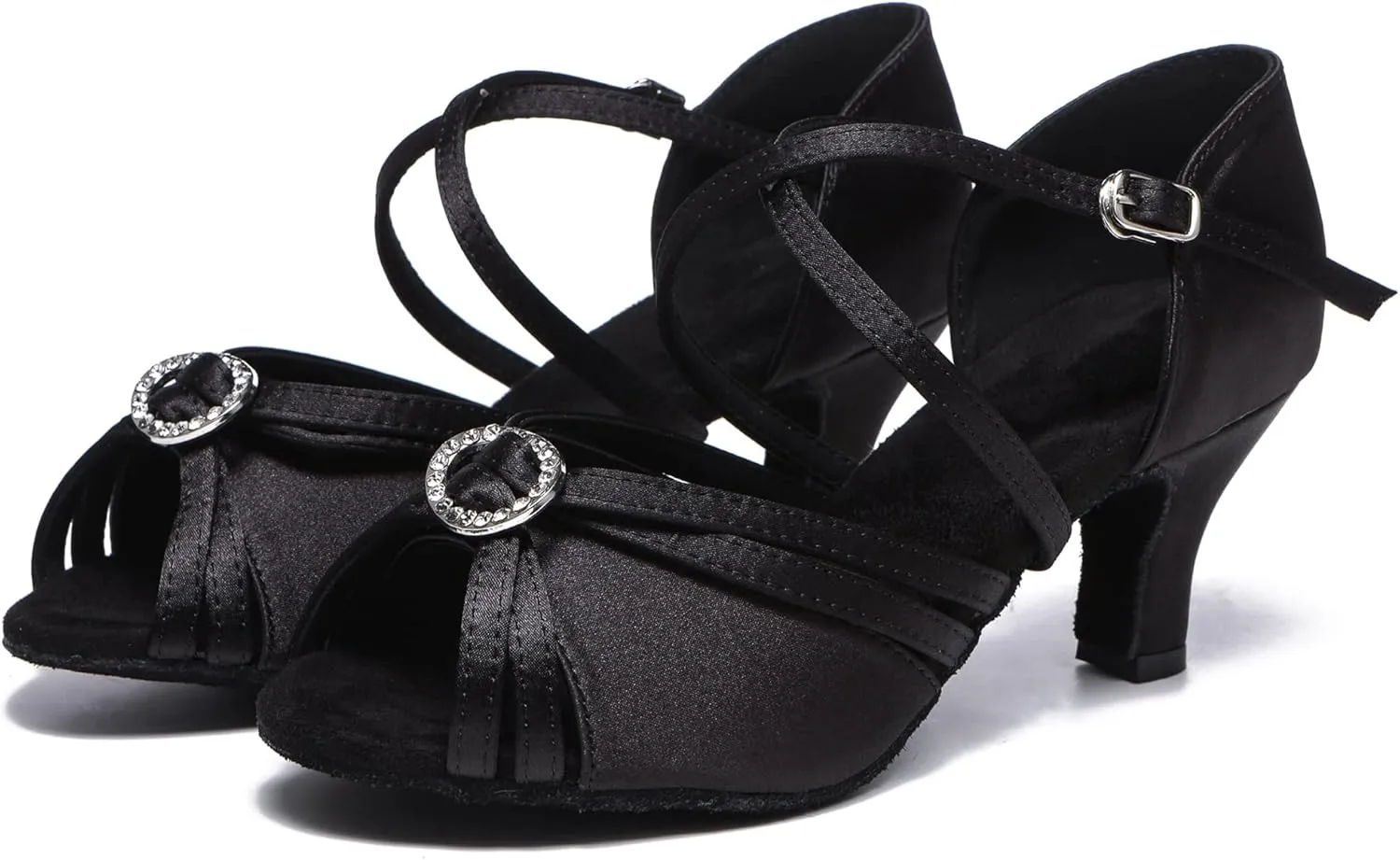 Minishion Womens Heeled Latin Dancing Shoes Buckle Formal Party Sandals