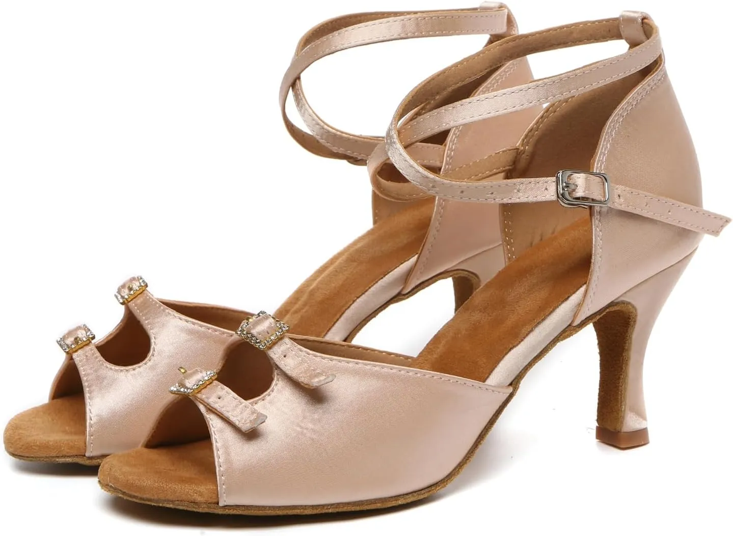 Minishion Womens Heeled Latin Dancing Shoes Buckle Formal Party Sandals