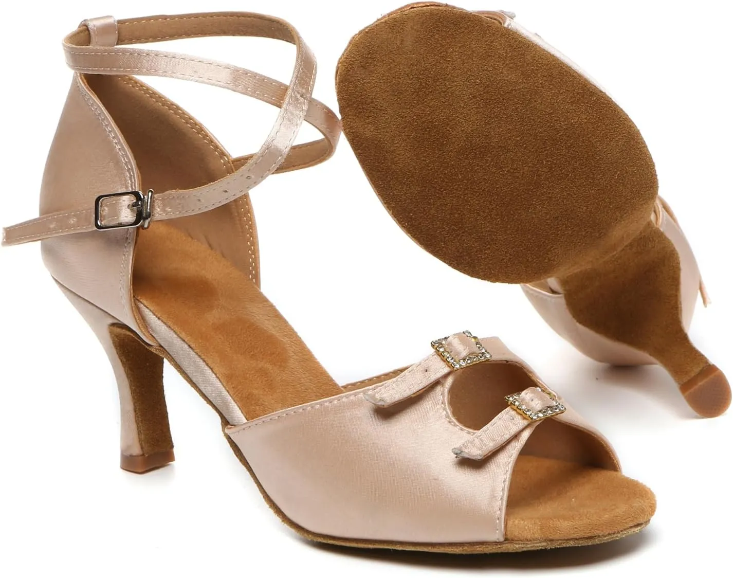 Minishion Womens Heeled Latin Dancing Shoes Buckle Formal Party Sandals
