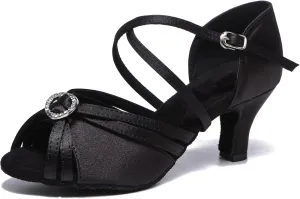 Minishion Womens Heeled Latin Dancing Shoes Buckle Formal Party Sandals