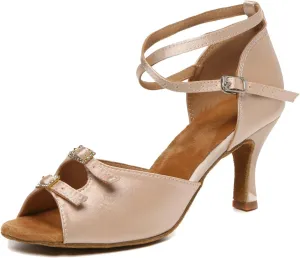 Minishion Womens Heeled Latin Dancing Shoes Buckle Formal Party Sandals