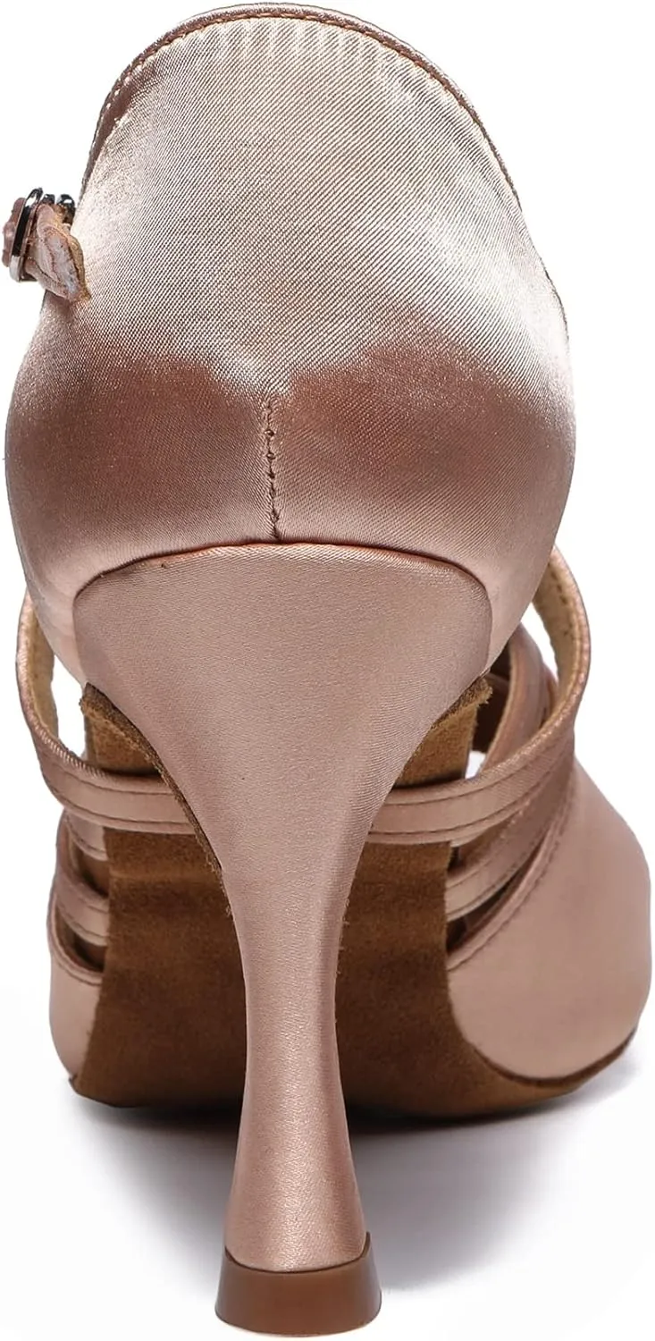 Minishion Womens Heeled Latin Dancing Shoes Buckle Formal Party Sandals