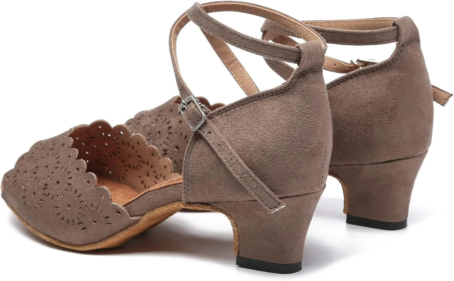 Minishion Women's Latin Salsa Floral Suede Dance Shoes Formal Party Sandals