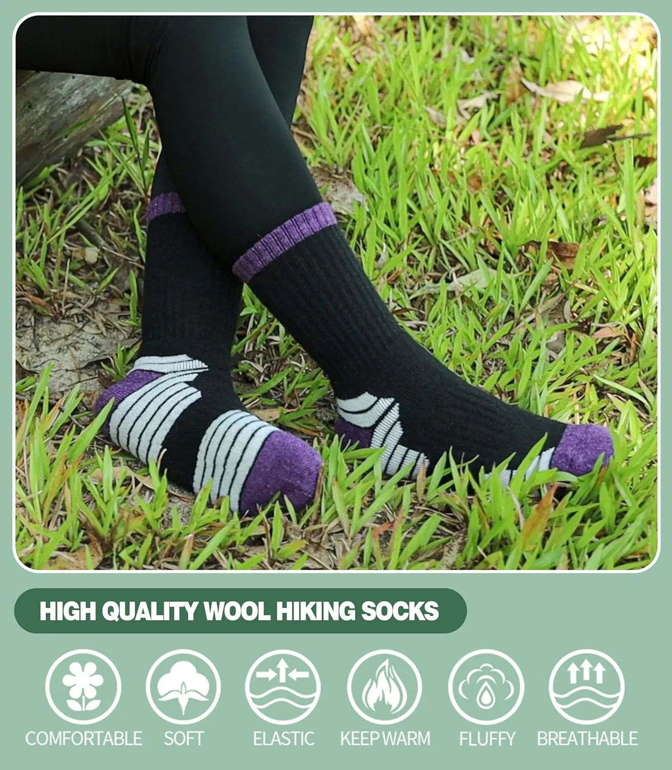 MQELONG Merino Wool Socks for Women Hiking Thermal Winter Thick Warm Cozy Boot Socks