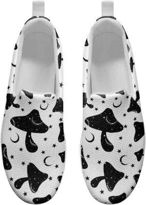 Mushroom Slip-On Sneakers Women Elastic Mesh Loafers Platform with Rocking Bottom Sole for Walking,Running