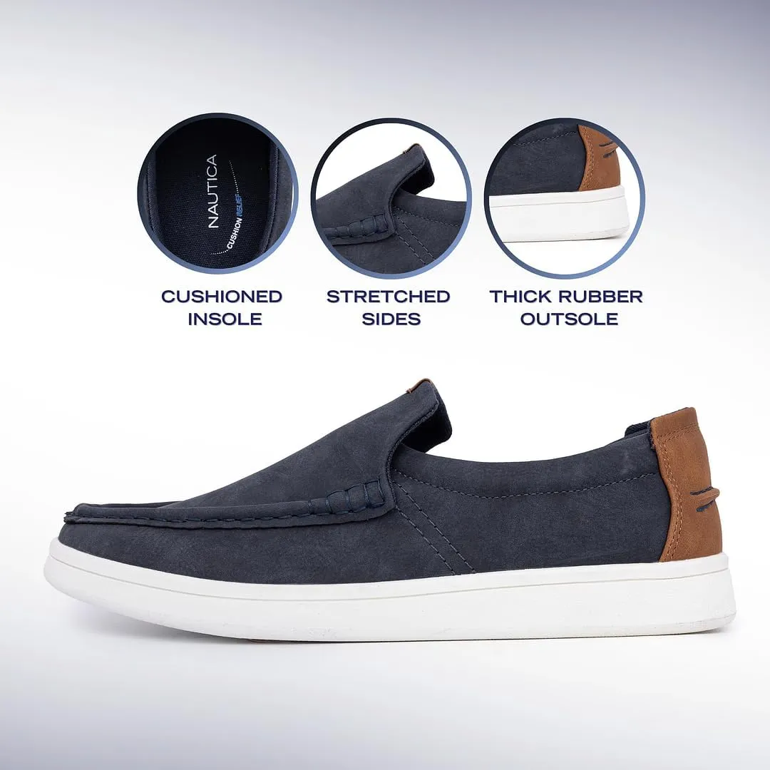 Nautica Men's Slip-On Loafers Casual Moc Toe Sneakers Boat Shoes Slipper for Men ?C Lightweight & Comfortable - Derwin