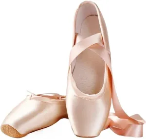 Professional Ballet Pointe Shoes with Genuine Leather Sole Women Satin Ballet Shoes with Ribbons for Professional Ballerina(36) Pink