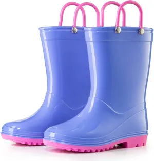Puddle Play PVC Waterproof Rainboots - Purple and Light Pink - Easy-on Size 9 Toddler