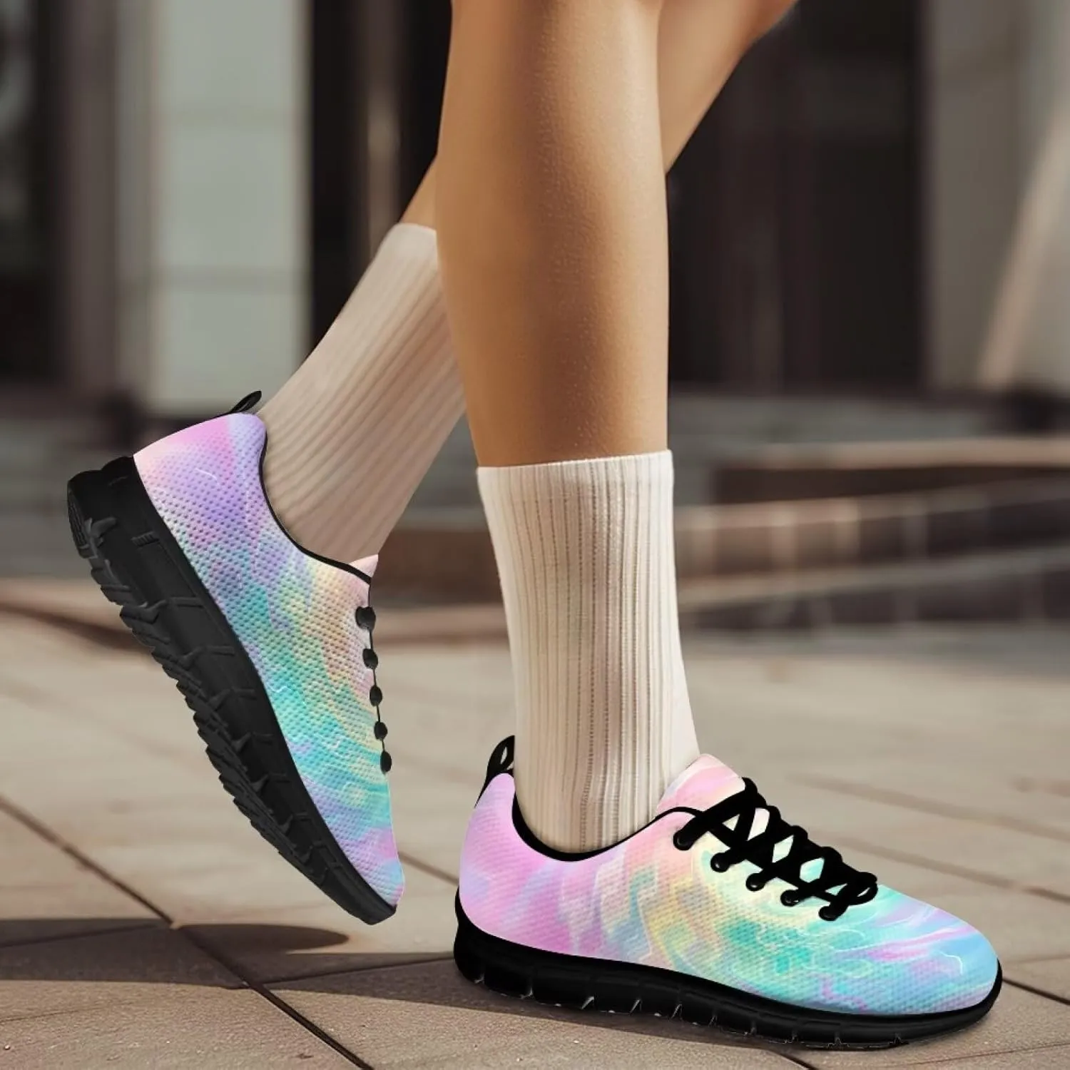 Shoes Women Flat Cozy Low Cut Lace-Up Tennis Sneakers Breathable Workout Lightweight Athletic Exercise Walking Shoes for Ladies US 5-12
