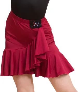 SY2004 Kid Latin Ballroom Dance Professional Cross Lotus Leaf Shape Design Skirt for Girl