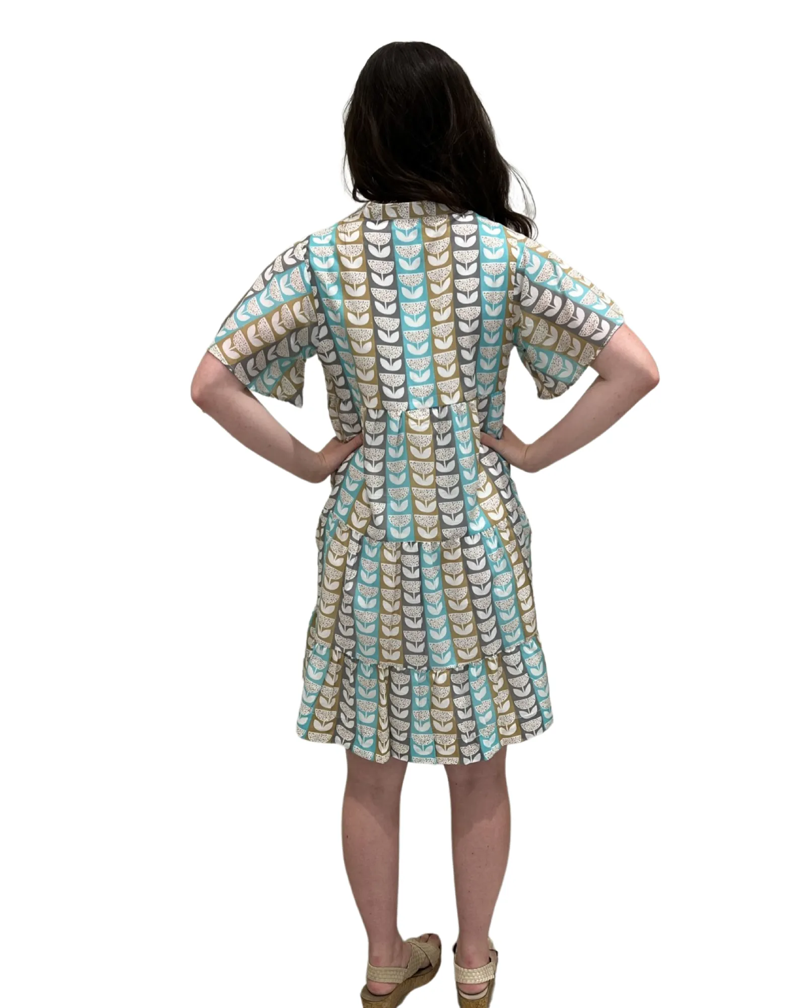 The Pamela Cotton Side Pocket Dress in In Multicolored Stripe Print
