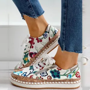 Tilly - Floral Orthopedic Zipper Sneakers