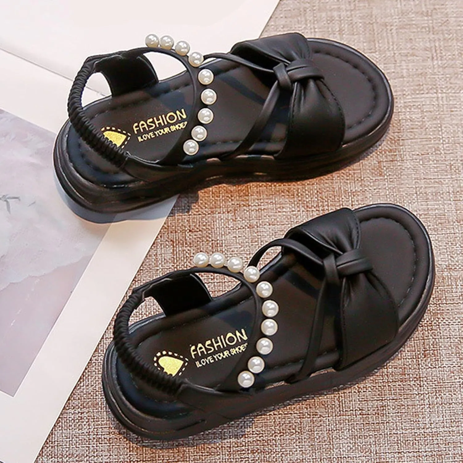 Toddler Kid Girl Open-Toe Casual Sandal Bow Hook & Loop Dress Soft Rubber Sole Beach Birthday Flat Shoes
