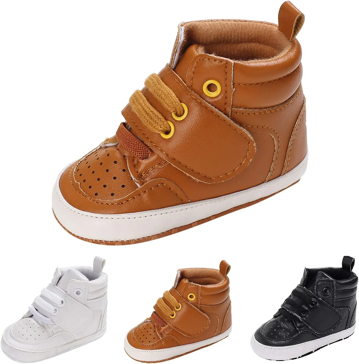 Toddler Solid Leather Snow Boots Infant Boys Girls Winter Cozy Warm High Top Shoes Anti-Slip Outdoor Sport Sneakers