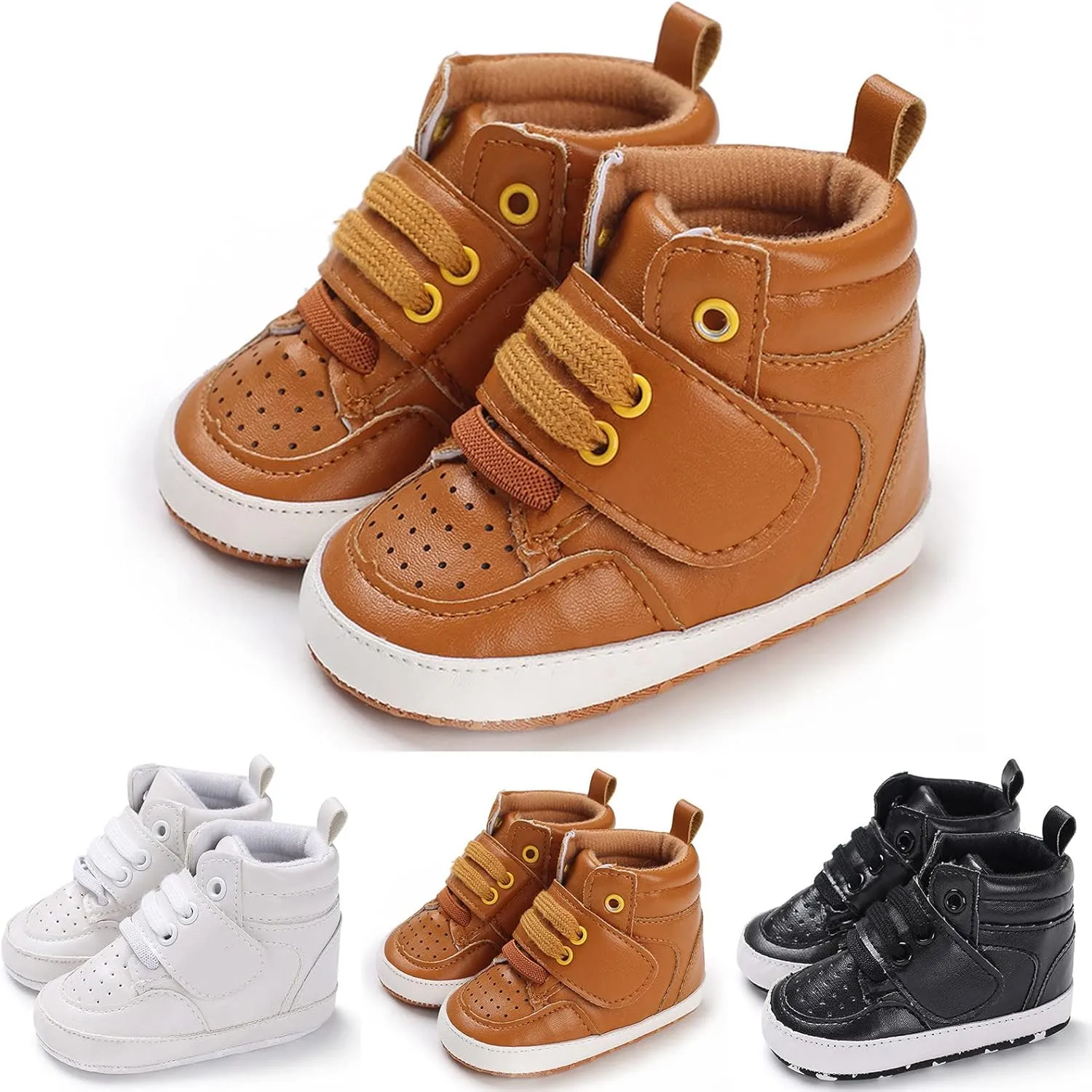 Toddler Solid Leather Snow Boots Infant Boys Girls Winter Cozy Warm High Top Shoes Anti-Slip Outdoor Sport Sneakers