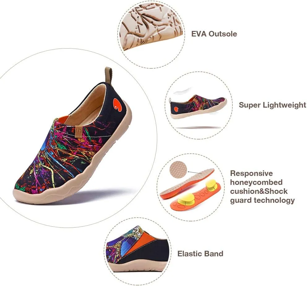 UIN Women's Artistic Slip-On Shoes Vibrant Floral Casual Loafers Lightweight Comfortable Travel Footwear