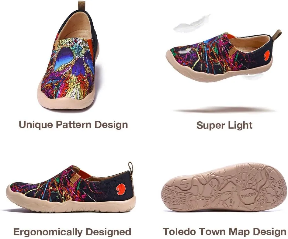 UIN Women's Artistic Slip-On Shoes Vibrant Floral Casual Loafers Lightweight Comfortable Travel Footwear