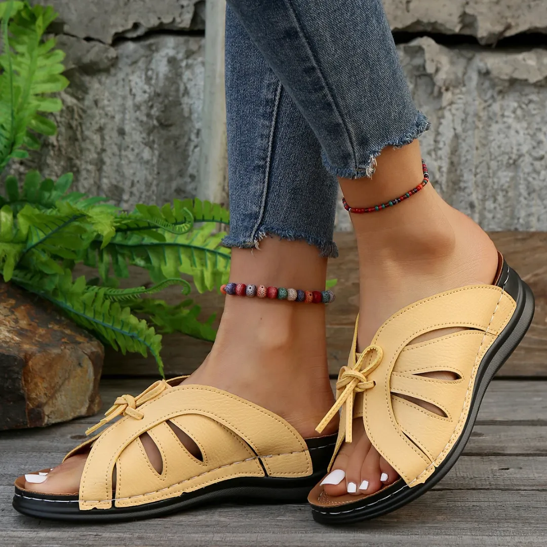Uniqcomfy Sport Bowknot Arch Support Wedge Sandals