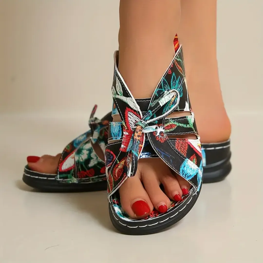 Uniqcomfy Sport Bowknot Arch Support Wedge Sandals