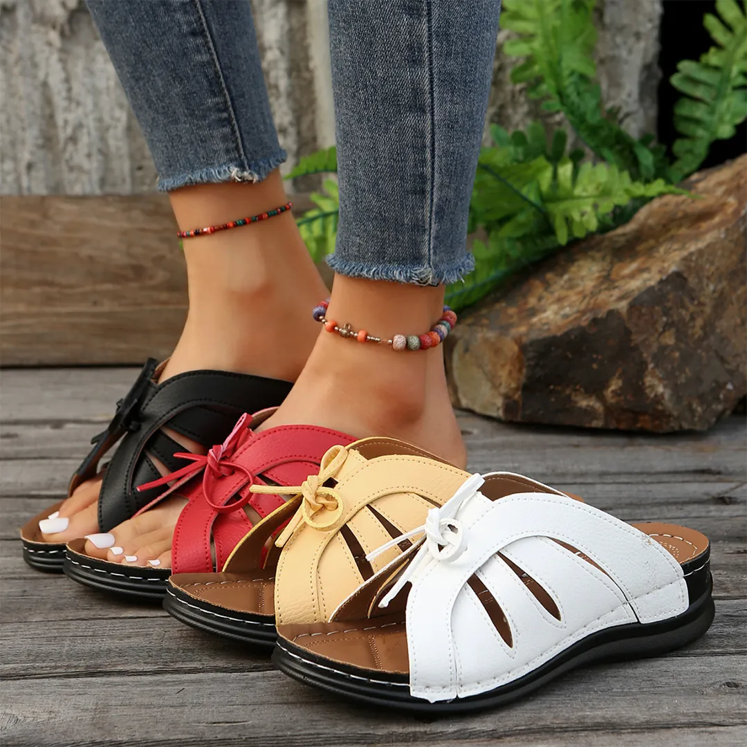 Uniqcomfy Sport Bowknot Arch Support Wedge Sandals