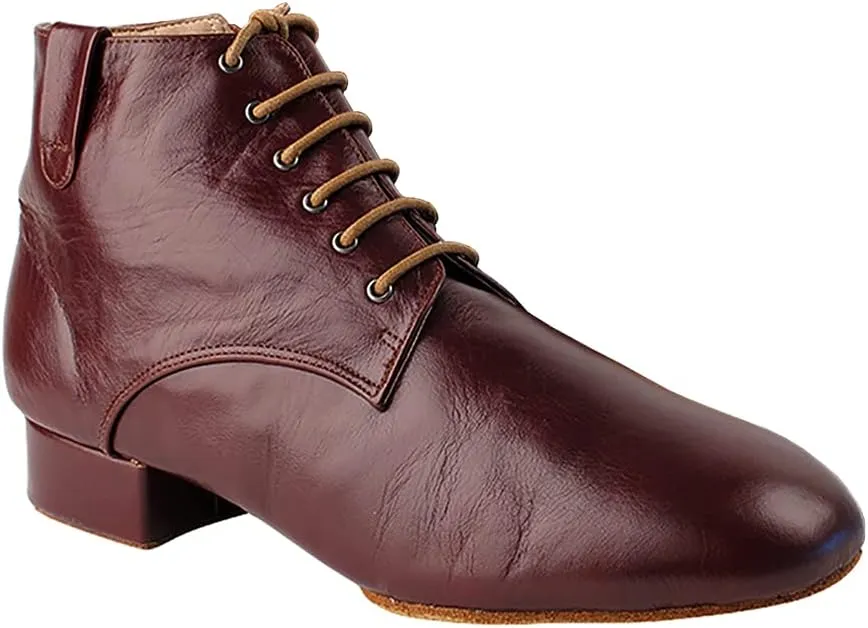 Very Fine Dance Shoes - Mens Dance Boots - Ballroom Latin Tango Salsa Dance Shoes for Men - RCCL9001-1-inch Heel - Dark Tan Leather - 12