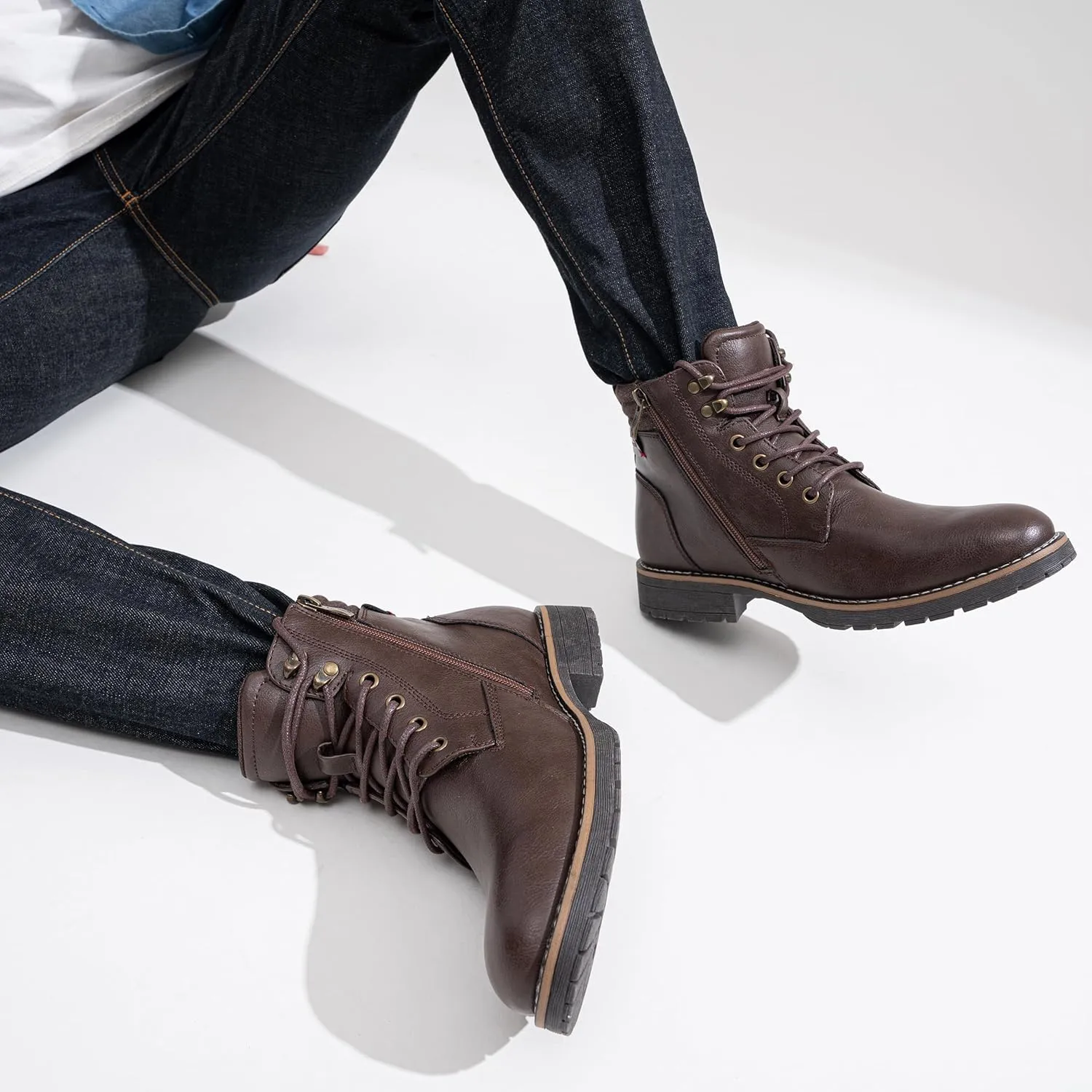 Vostey Men's Boots Boots for Men Casual Boots Motorcycle Combat Ankle Dress Boots Mens
