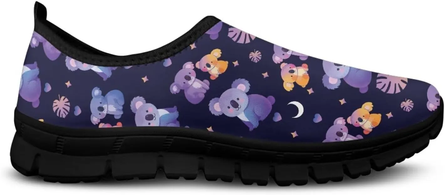 Walking Shoes for Women Casual Fashion Sneakers Women's Comfortable Lightweight Loafers Slip On Flat Shoes Black Sole