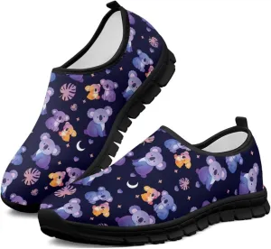 Walking Shoes for Women Casual Fashion Sneakers Women's Comfortable Lightweight Loafers Slip On Flat Shoes Black Sole