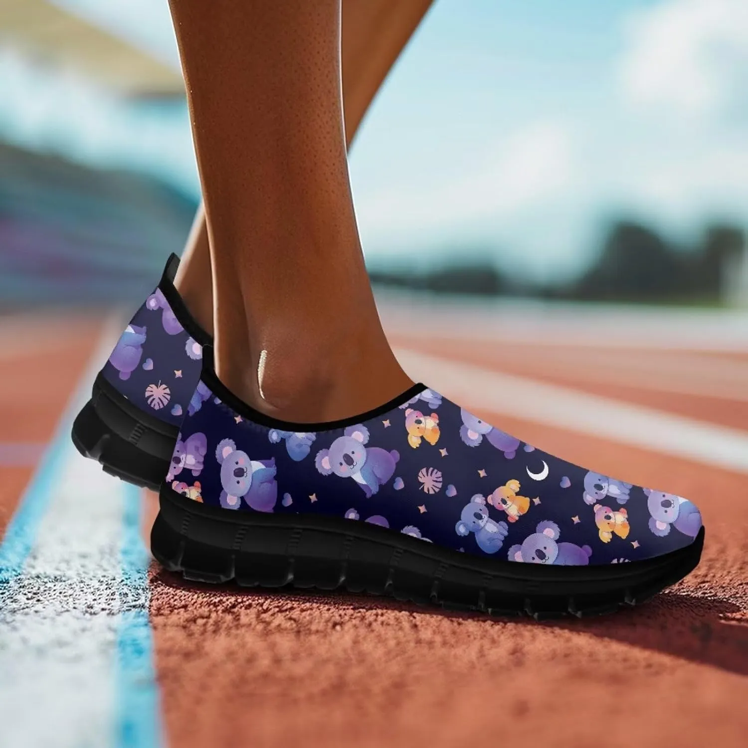 Walking Shoes for Women Casual Fashion Sneakers Women's Comfortable Lightweight Loafers Slip On Flat Shoes Black Sole